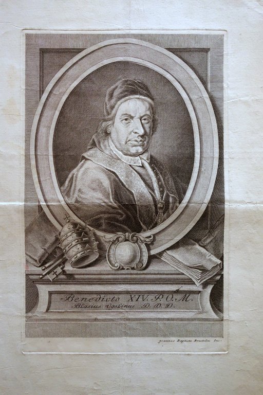 Acquaforte Originale Ritratto Papa Benedetto XIV G. B. Brustolon Metà …