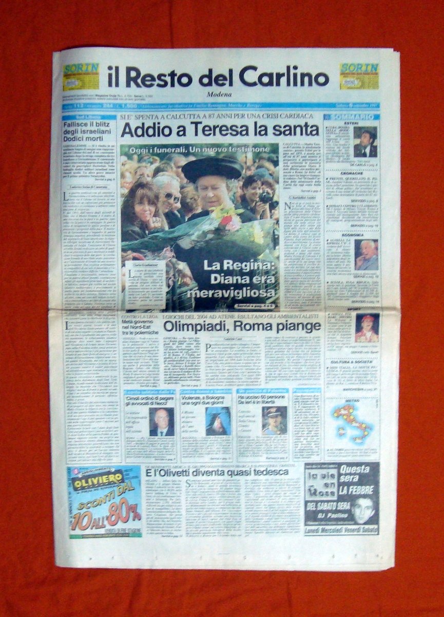 Addio a Teresa la Santa Il Resto del Carlino 6/9/1997 …