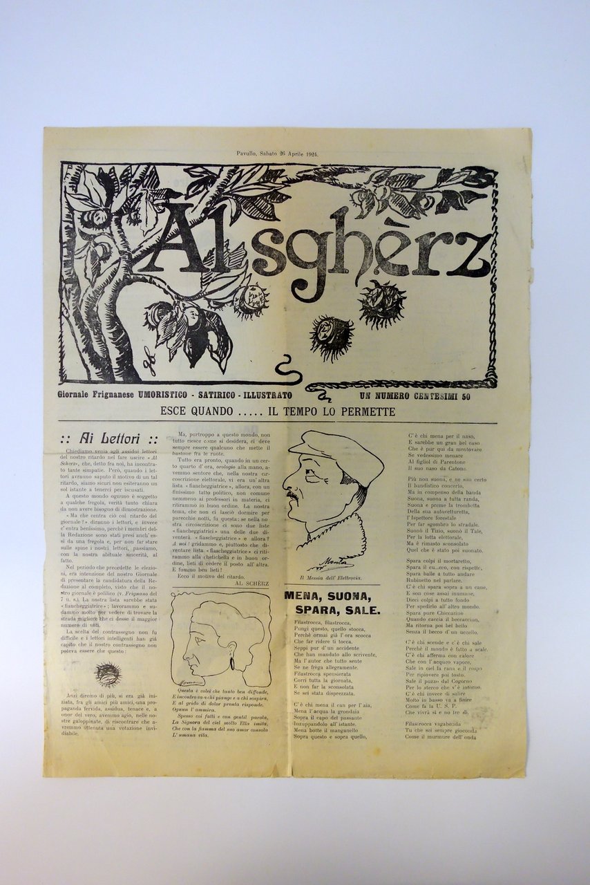 Al Sgherz Giornale Frignanese Illustrato Pavullo 26/4/1924 Frignano Molto Raro