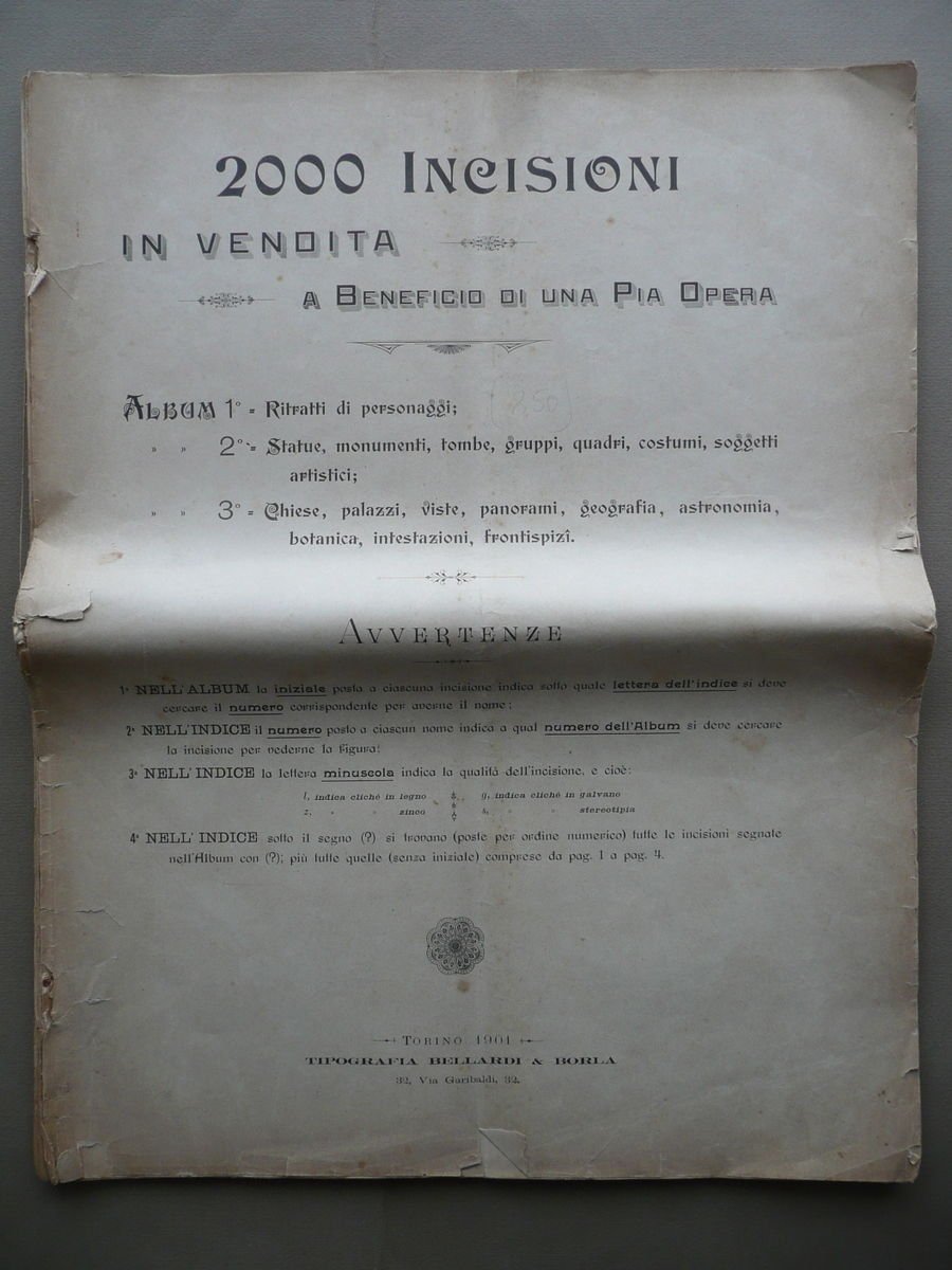 Album 2000 Incisioni Vendita beneficienza Bellardi Borla Torino 1901 Personaggi