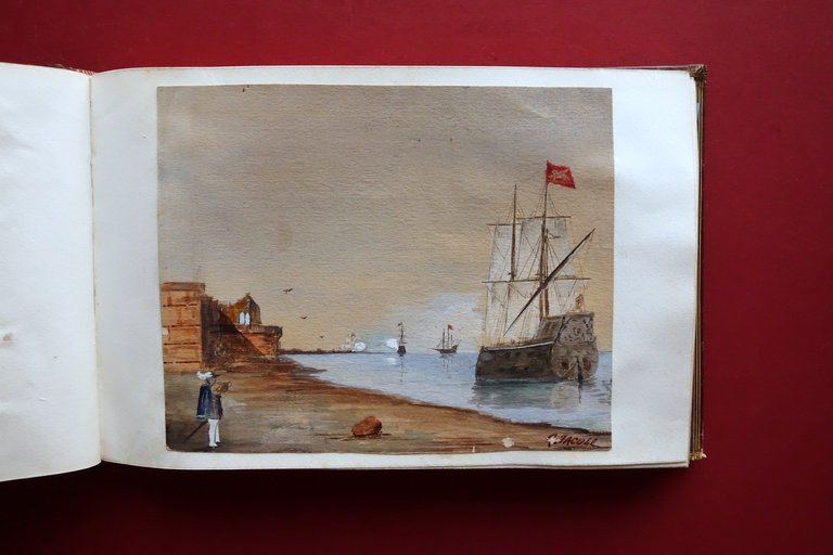 Album Venezia Ritratti Vedute Navi 38 Disegni Acquerello Tempera Matita …