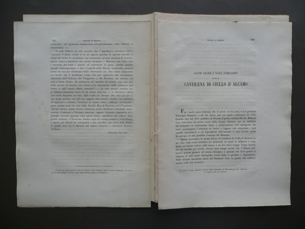 Alcune Vecchie e Nuove Osservazioni Cantilena di Ciullo D'Alcamo Galvani …