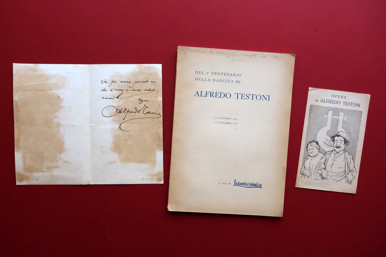 Alfredo Testoni Autografo Lettera Bologna 1898 pi˘ 2 Pubblicazioni Bibliografia