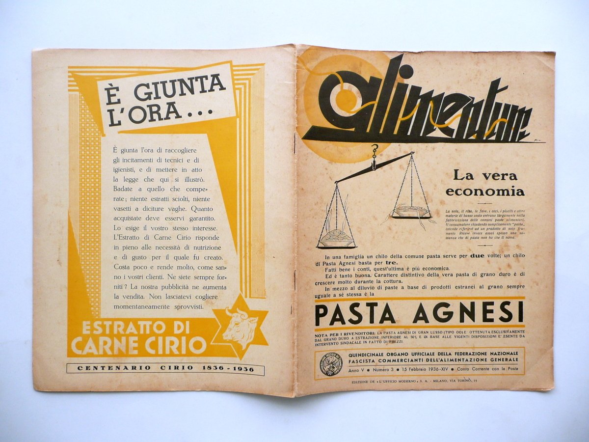 Alimentum Quindicinale Alimentazione Anno V Numero 3 1936 Conserve di …