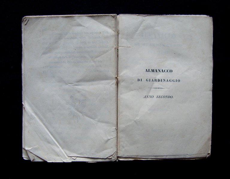 Almanacco di Giardinaggio Anno Secondo 1847 semi piante giardinaggio orticoltura