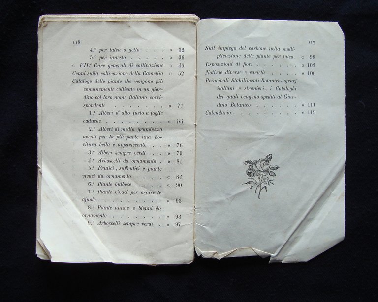 Almanacco di Giardinaggio Anno Secondo 1847 semi piante giardinaggio orticoltura