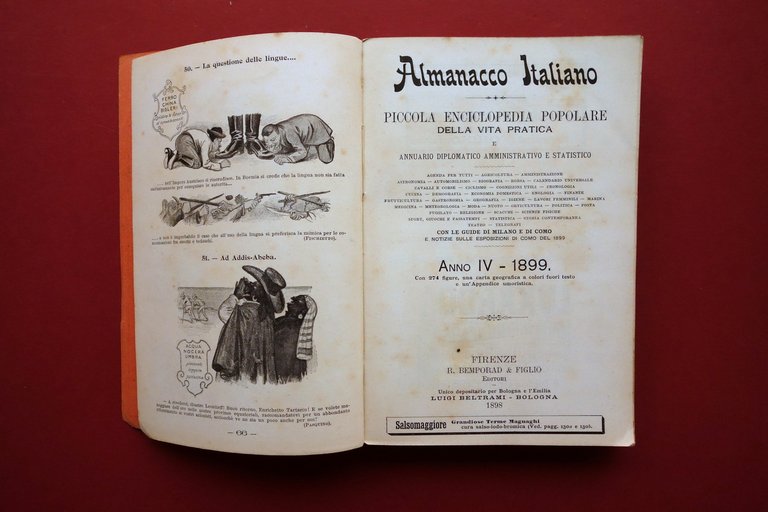 Almanacco Italiano Piccola Enciclopedia Popolare Anno IV 1899 Bemporad