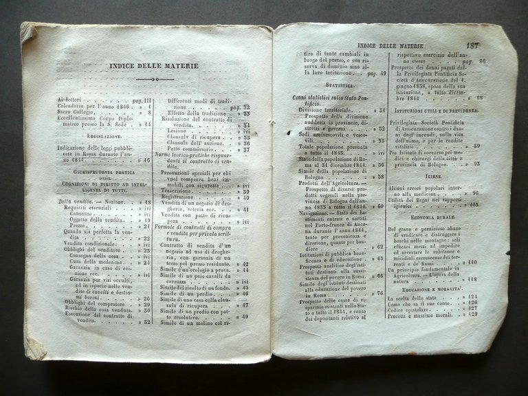 Almanacco per lo Stato Pontificio Anno Secondo 1846 Tip. Alla …