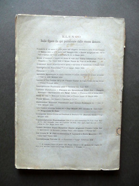 Aloisius Chrysostomi Ferruccii Fabularum Libri III Galeazzi Imola 1867 Autografo