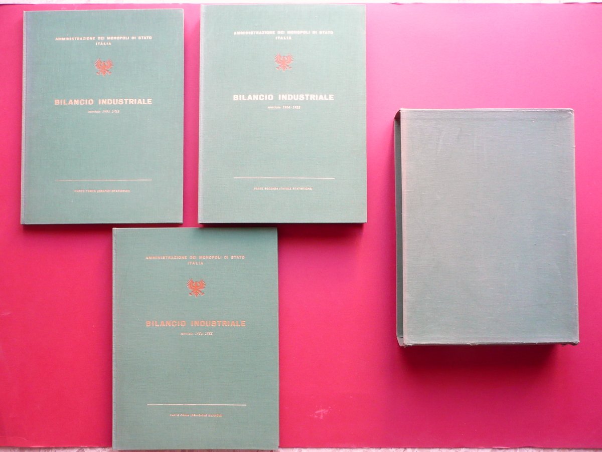 Amministrazione Monopoli di Stato Bilancio Industriale 1954-55 Tabacco 3 Volumi