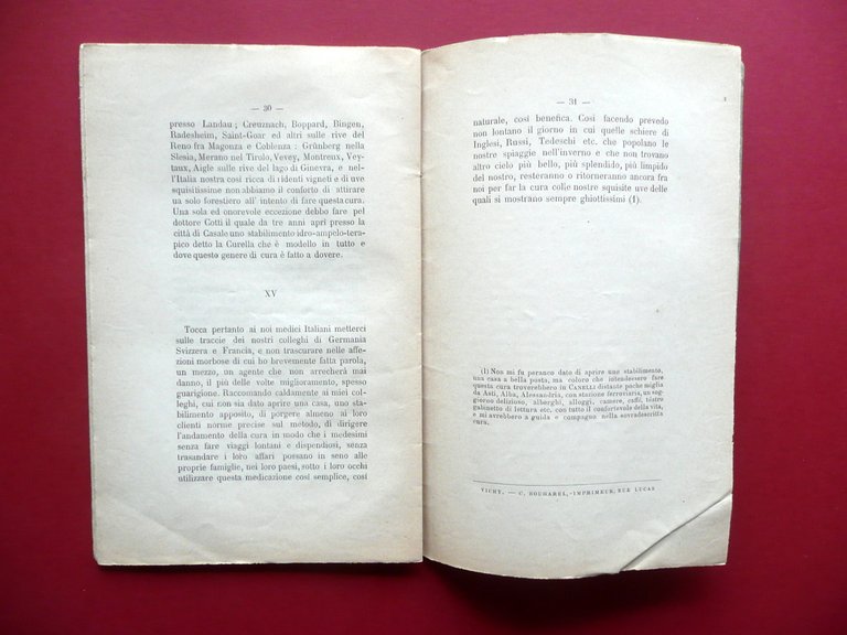 Ampeloterapia Cura coll'Uva Picena Bougarel Vichy 1877 Sifilcomio S. Lazzaro