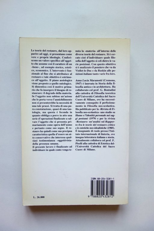 Anna Lucia Maramotti La Materia del Restauro Franco Angeli Milano …