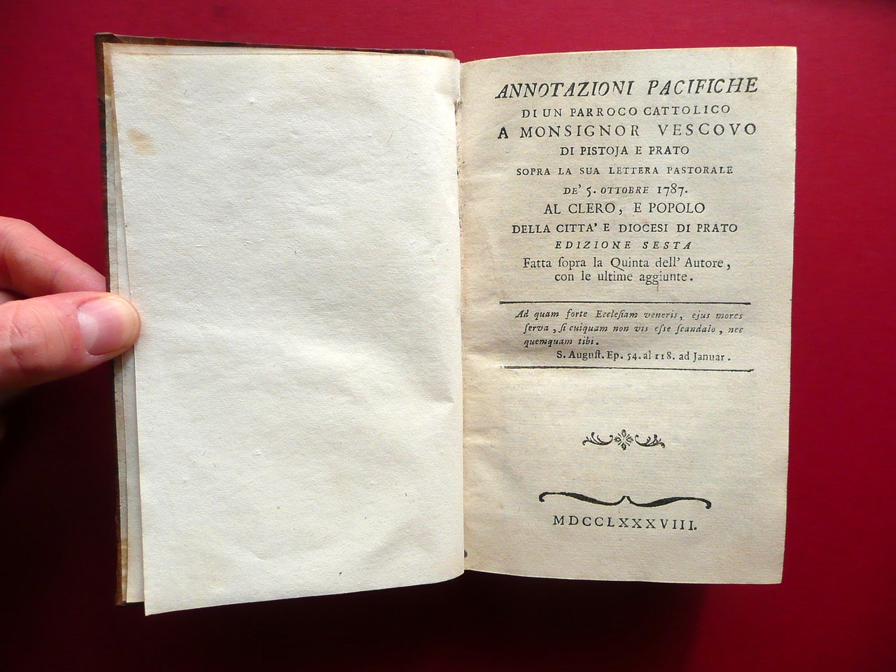 Annotazioni Pacifiche di un Parroco Cattolico Giovanni Marchetti 1788 Prato
