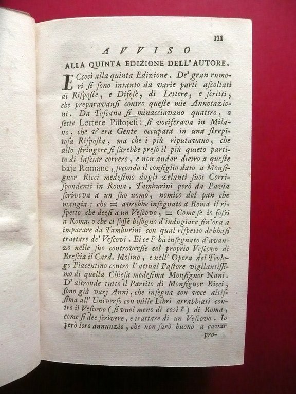 Annotazioni Pacifiche di un Parroco Cattolico Giovanni Marchetti 1788 Prato
