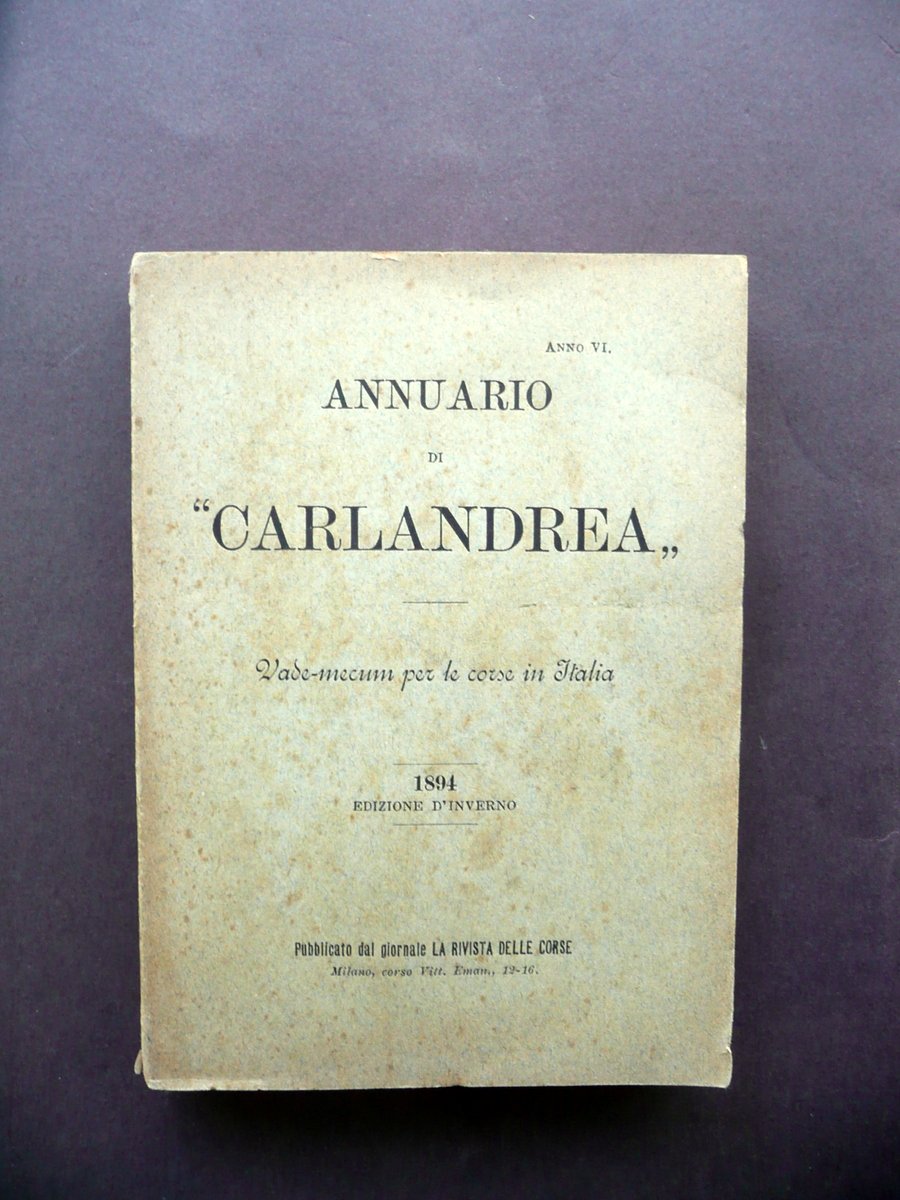 Annuario di Carlandrea Vademecum per le Corse in Italia 1894 … | Immagine principale