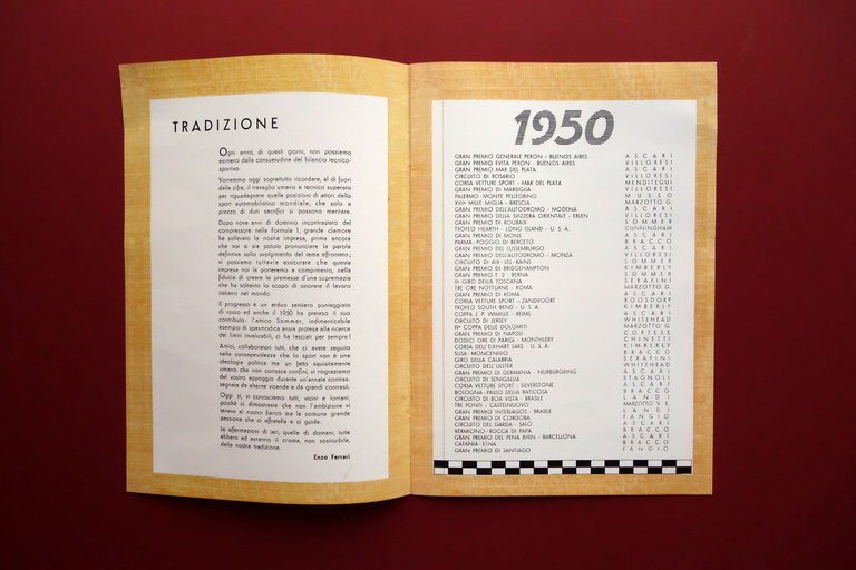 Annuario Ferrari 1950 Vittorie Affermazioni Ristampa Anastatica 2008 Ottimo