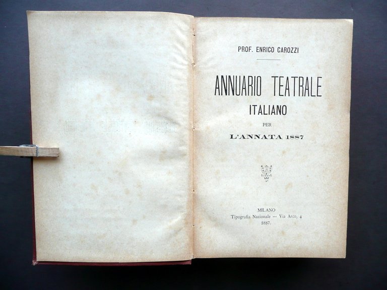 Annuario Teatrale Italiano Annata 1887 Enrico Carozzi Tip. Nazionale Milano … | Immagine Gallery 4