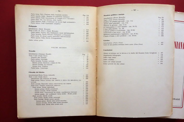 Antologia Rosminiana Guido Rossi SEI 1955 2 Volumi Completo