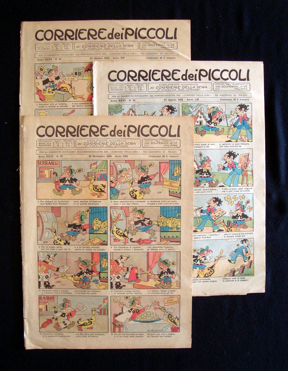 Antonio Rubino Illustrazioni Corriere dei Piccoli 1934 3 Numeri Completi