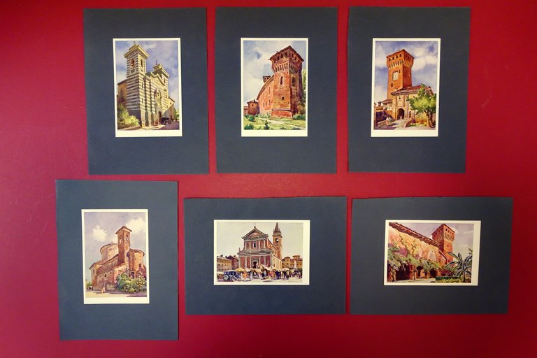Arcangelo Salvarani Sei Cartoline a Colori Formigine Castello Chiese Anni '30