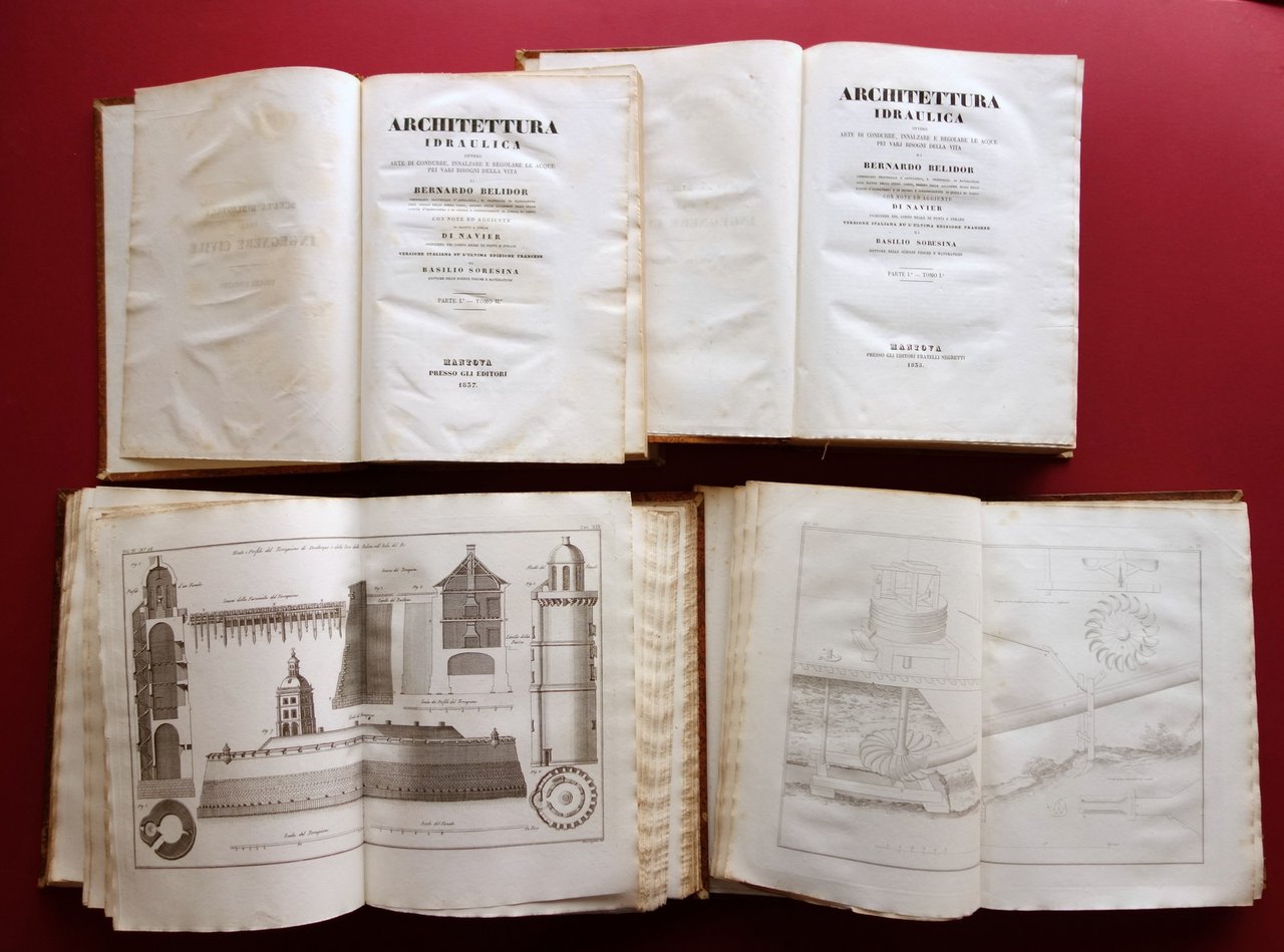 Architettura Idraulica B. Belidor Negretti Mantova 1835-38 4 Volumi 231 …