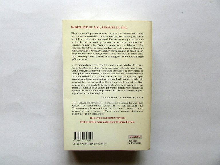Arendt Les Origines du Totalitarisme Eichmann a Jerusalem Gallimard 2002 | Immagine Gallery 2