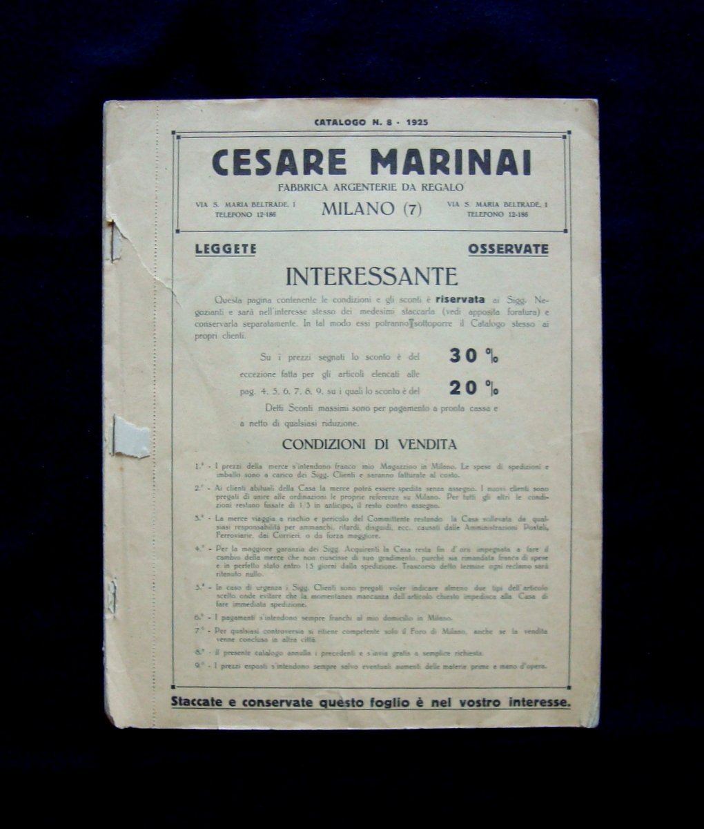 Argenteria catalogo n 8 1925 Cesare Marinai posateria argenterie varie | Immagine principale