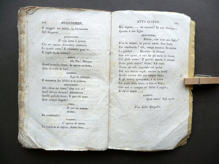 Aristodemo Tragedia del Cavaliere Vincenzo Monti Tipografia Pasini Brescia 1825 | Immagine Gallery 3