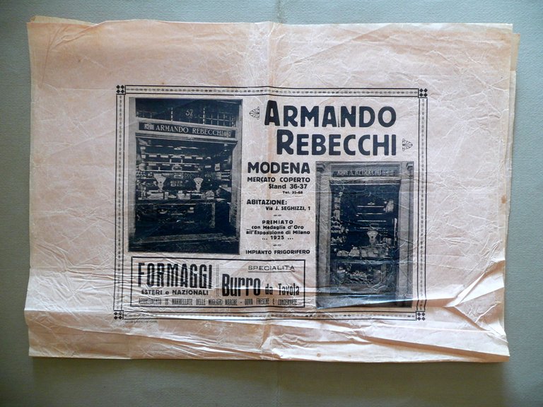 Armando Rebecchi Modena Mercato Coperto Albinelli Carta da Imballo Anni …