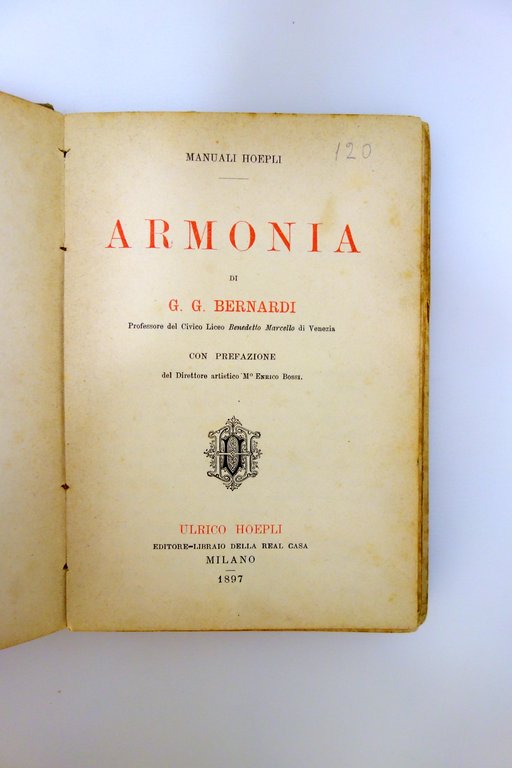 Armonia G. G. Bernardi Hoepli Milano 1897 1° Edizione | Immagine Gallery 2