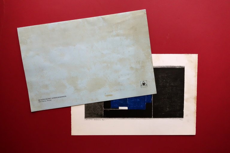 Arne Lundsteen Hansen Litografia Originale Numerata Cartella 1970 Danimarca Arte