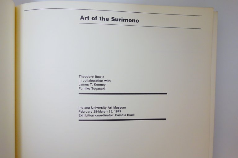 ART OF THE SURIMONO BOWIE KENNEY TOGASAKI INDIANA UNIVERSITY ART …
