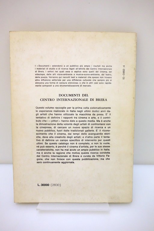 Arte Cinema Catalogo del Cinema d'Artista in Italia Brera 1965-77 …