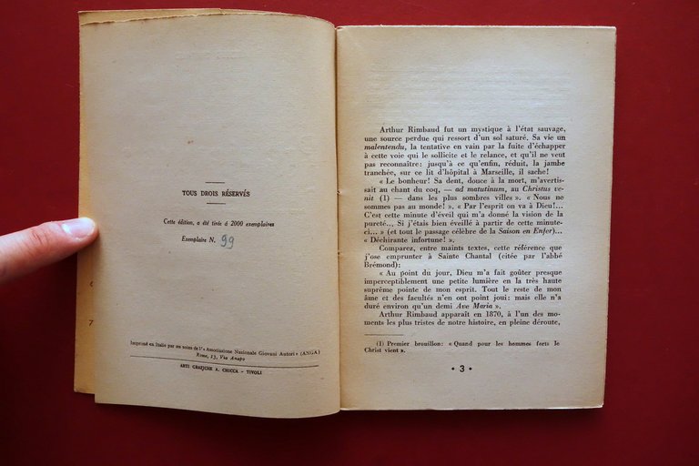 Arthur Rimbaud Premiers Vers Excelsior 1947 Traduzione di Claudio Sabatini