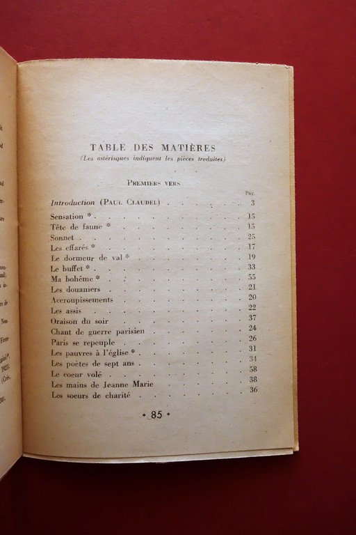 Arthur Rimbaud Premiers Vers Excelsior 1947 Traduzione di Claudio Sabatini