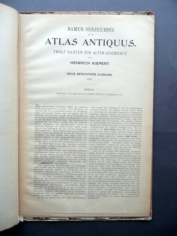 Atlas Antiquus Zwolf Karten Von Heinrich Kiepert D. Reimer Berlin …