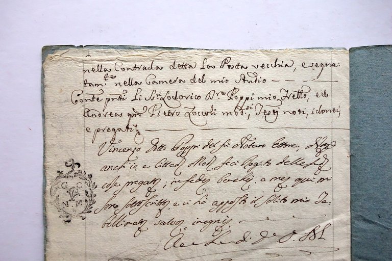 Atto Privato Confessione di Debito Cortese Ferrari 1805 Tabellonato