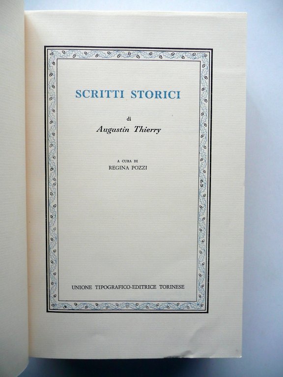 Augustin Thierry Scritti Storici UTET Classici della Storiografia Torino 1983