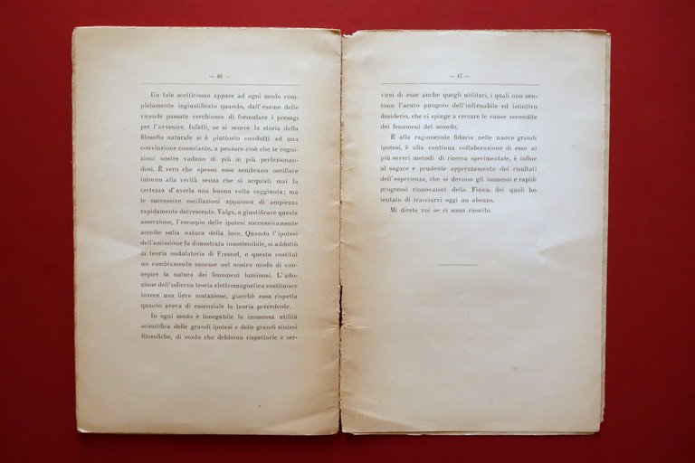 Augusto Righi la Nuova Fisica Zanichelli Bologna 1912 Raro