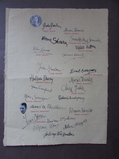Autografi Falsi D'Epoca Garbo Laurel Harlow Crawford Gabe Carnera Chevalier