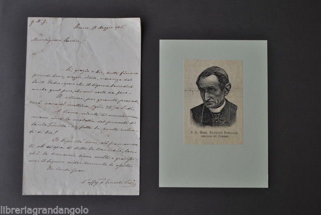 Autografi Religione Curia Ernesto Fontana Vescovo Crema Lombardia Roma 1892