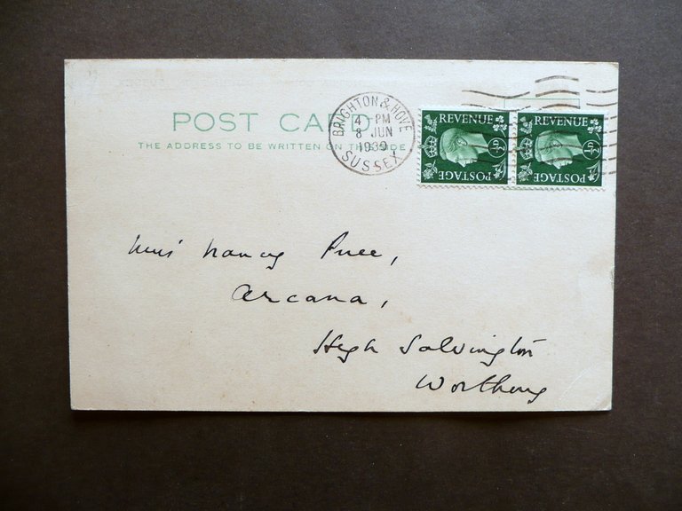 Autografo A. J. Cronin Cartolina Ringraziamenti Brighton & Howe Inghilterra …