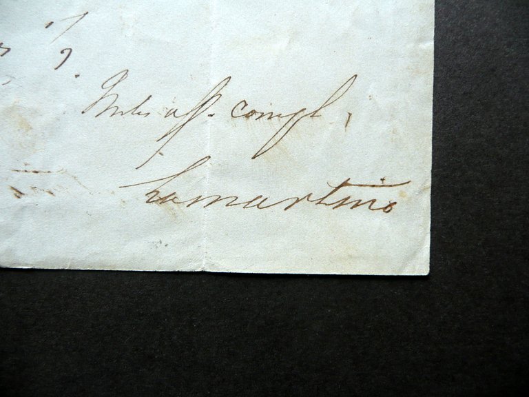 Autografo Alphonse de Lamartine Lettera Firma Macon Politica Letteratura '800