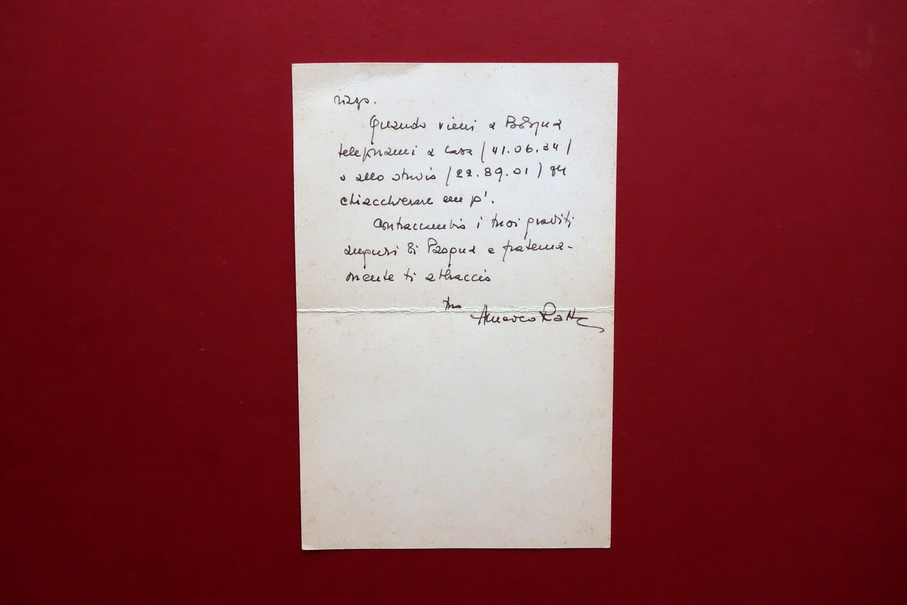 Autografo Amedeo Ratta Scrittore Giornalista Lettera 1962 Giuliano Gramigna