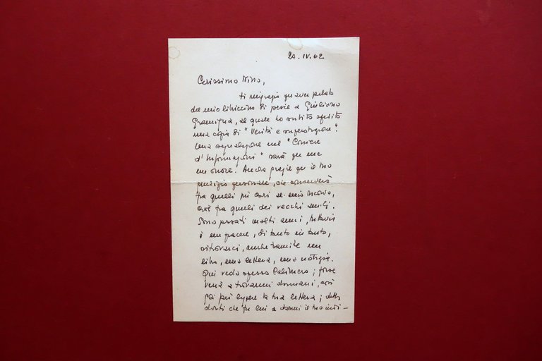 Autografo Amedeo Ratta Scrittore Giornalista Lettera 1962 Giuliano Gramigna