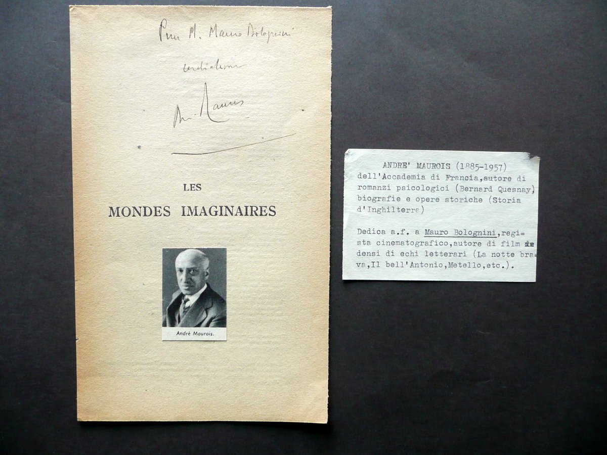 Autografo AndrÈ Maurois Dedica Firma Occhietto Les Mondes Immaginaires Anni …