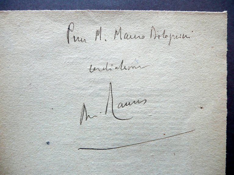 Autografo AndrÈ Maurois Dedica Firma Occhietto Les Mondes Immaginaires Anni …