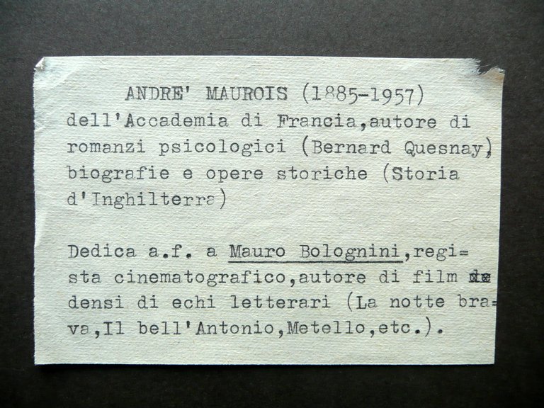 Autografo AndrÈ Maurois Dedica Firma Occhietto Les Mondes Immaginaires Anni …