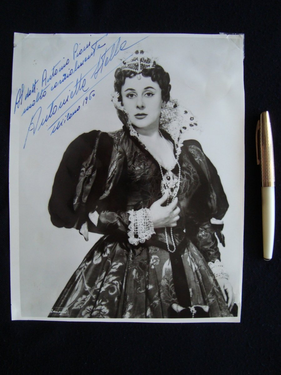 Autografo Antonietta Stella Soprano 1960 grande fotografia teatro opera