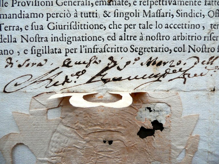 Autografo Antonio Boncompagno Lodovisio Vignola Nomina Podest‡ Monfestino 1713